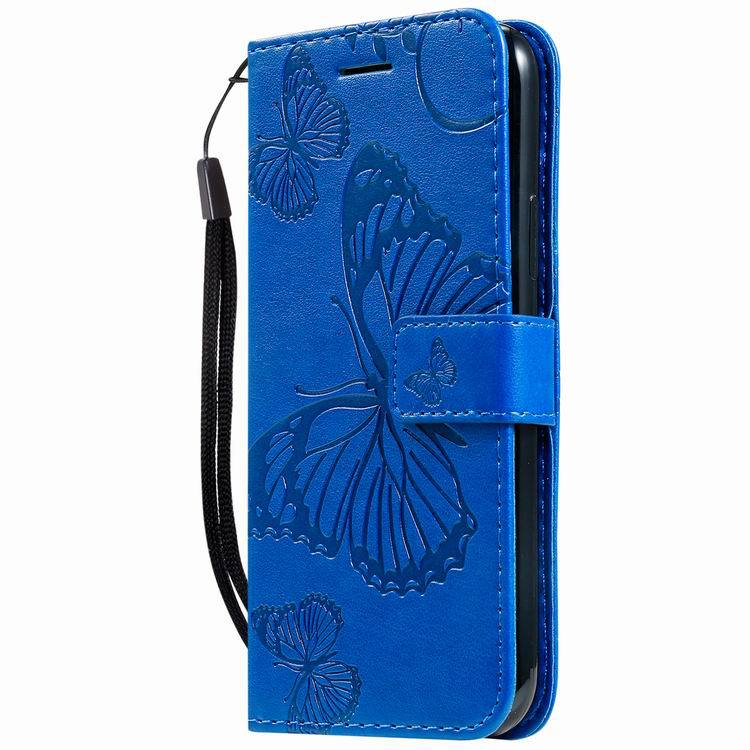 Grand Butterfly 3D embossé porte-carte en cuir avec étui de téléphone Lanyard
