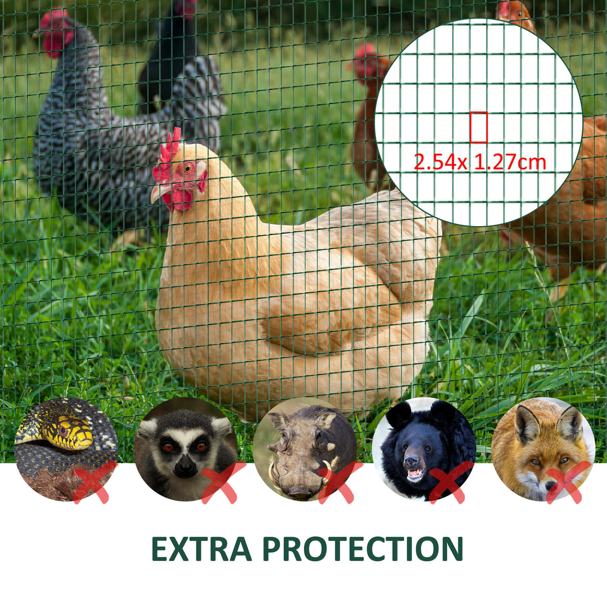 PVC enduit d'acier Poulet Lapin Mesh Fencing Wire Garden Frontière de clôture galvanisée