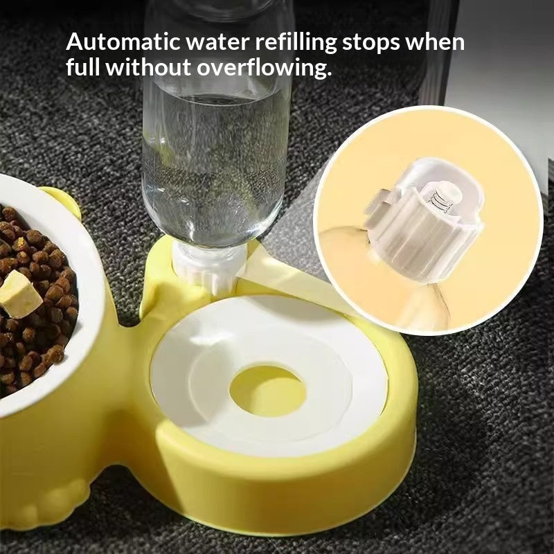 Pet Double Bowl Anti-Tip Cute Steel Food Bowl