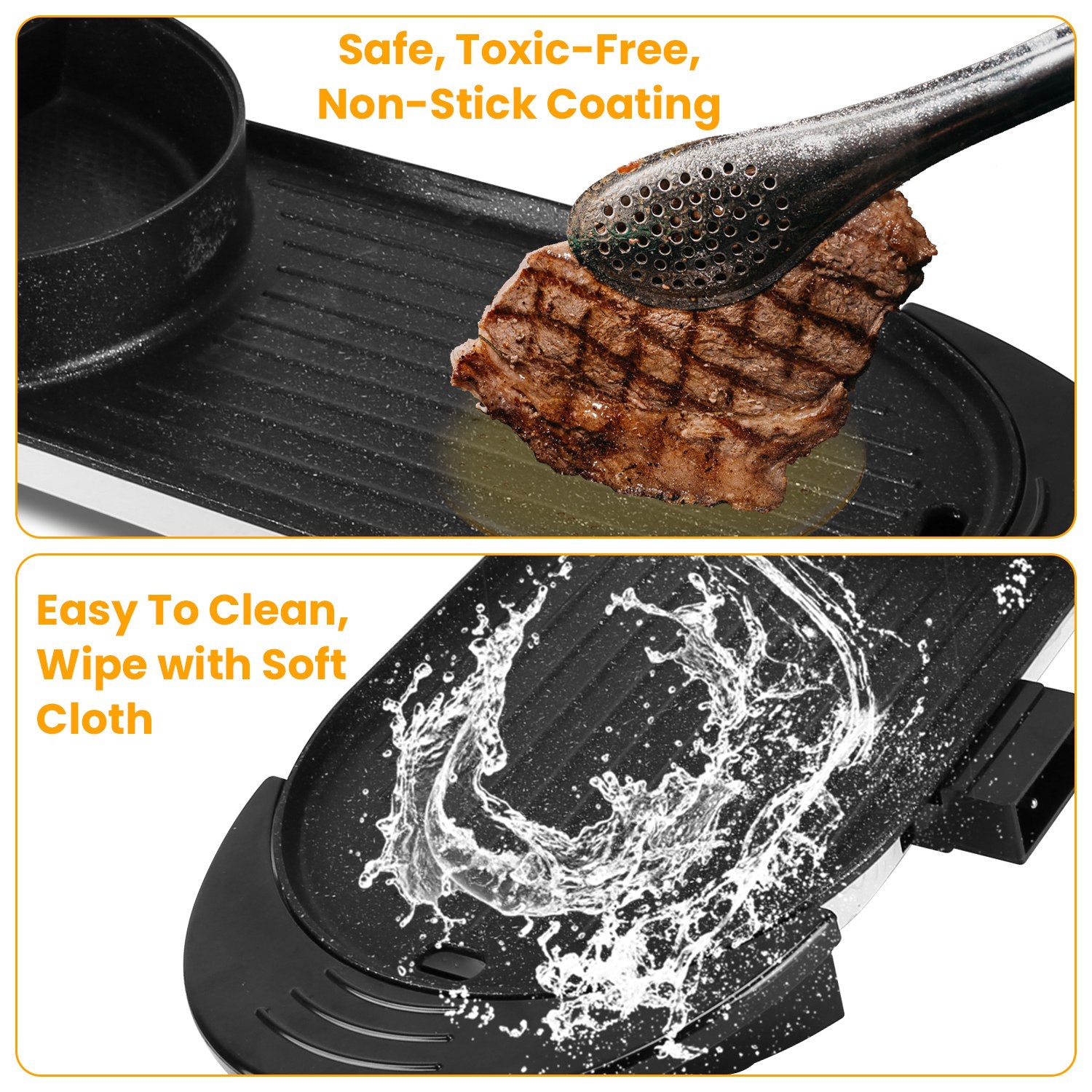 2200W 2 En 1 Pot électrique avec barbecue Grilleur Cuisinière sans fumée Non-Stick Coréen barbecue Grille Shabu