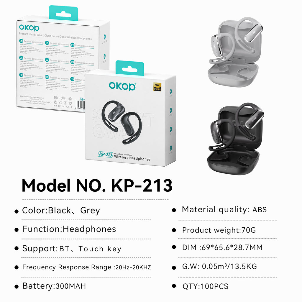 KP-213 Casque Bluetooth ouvert OWS Smart Bruit Annulation Connexion multipoint 1