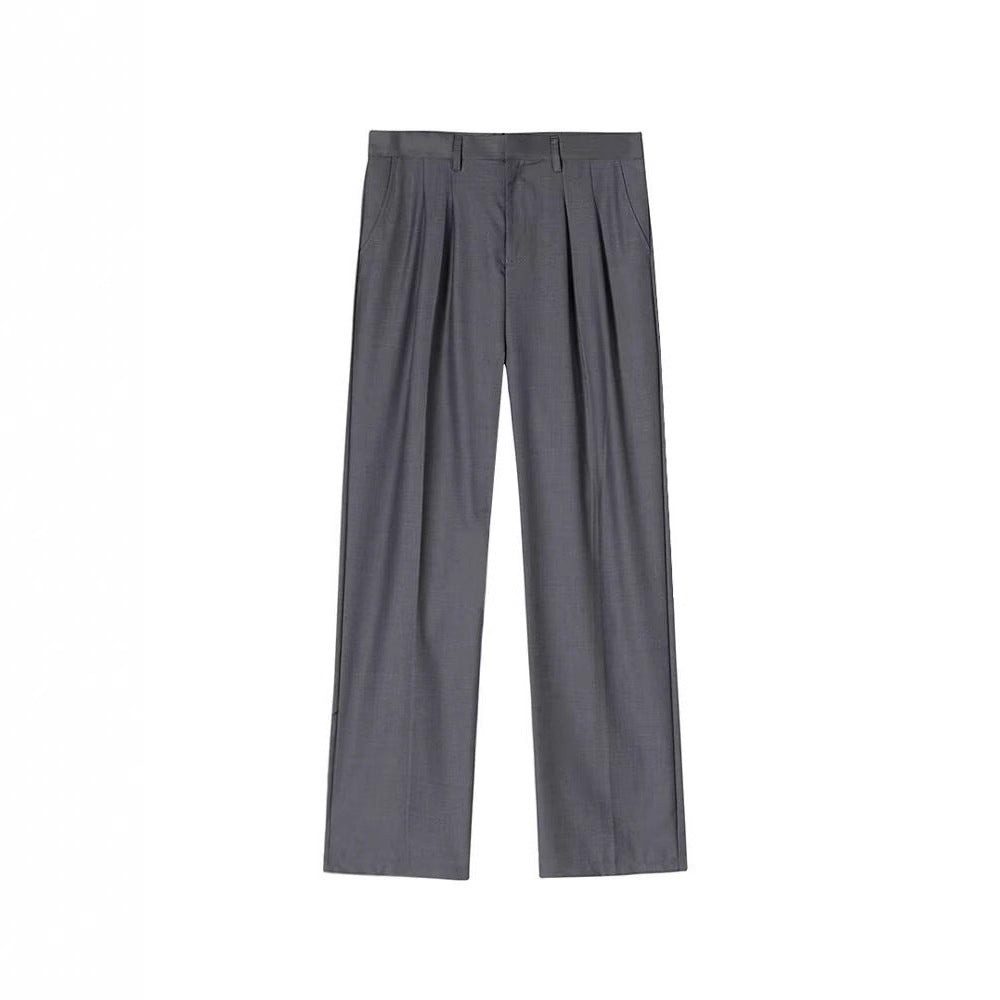 Pantalon à taille large pour hommes avec fermeture à bouton cachée à style français