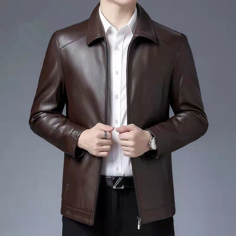 AutomneHiver Hommes Vêtements Cracked Sacs en cuir retournés pour vestes en cuir