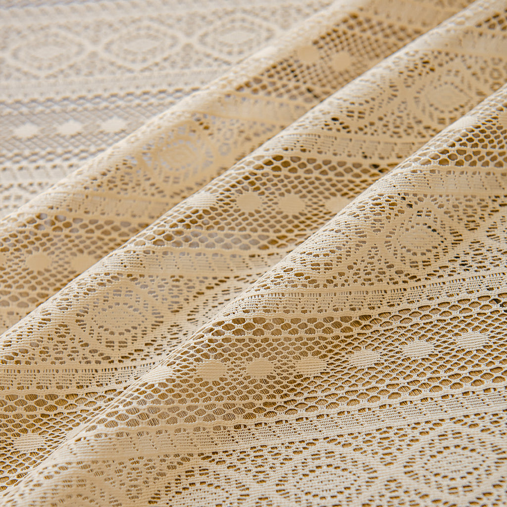 Couleur bois Dentelle Mesh Rideaux Chambre à coucher
