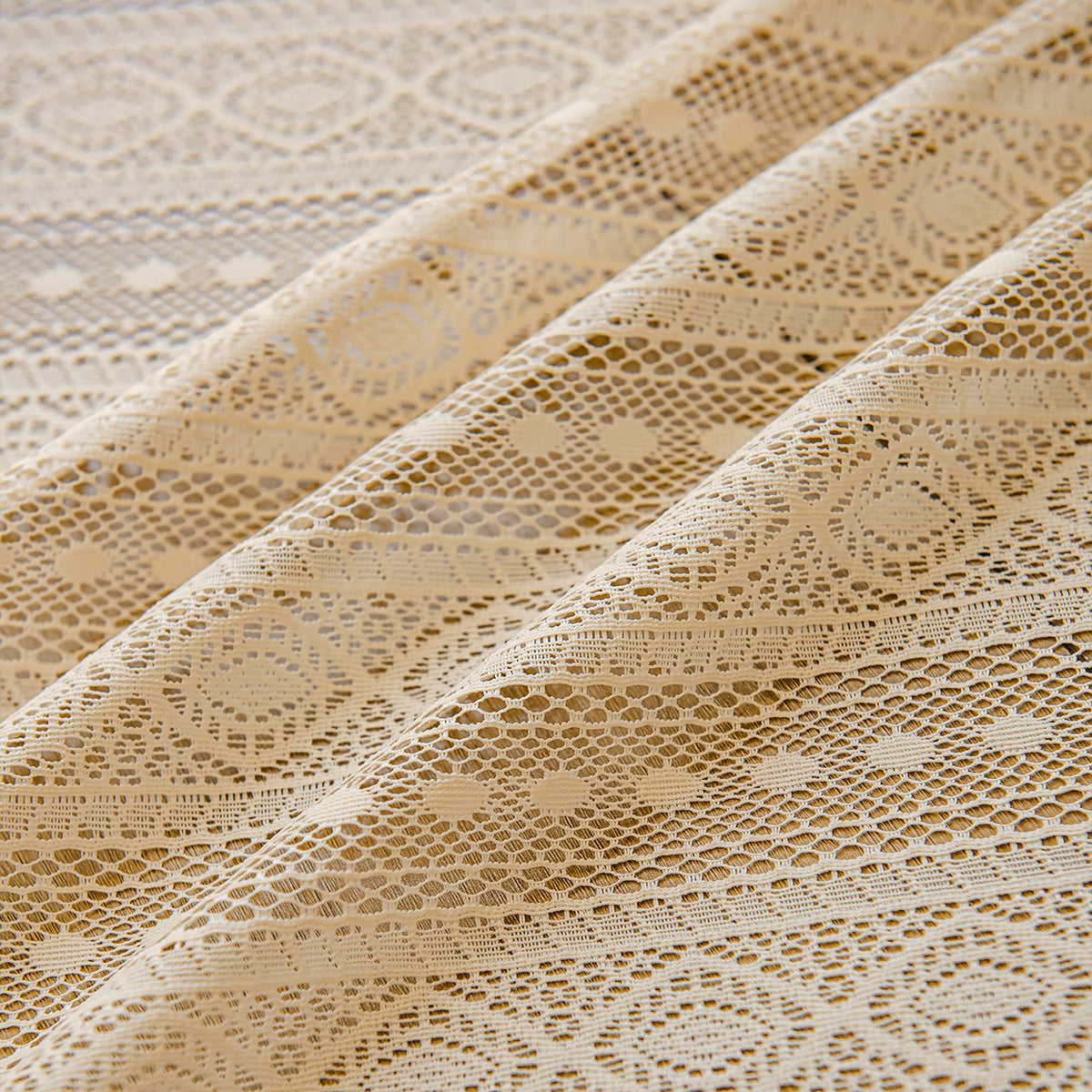 Couleur bois Dentelle Mesh Rideaux Chambre à coucher