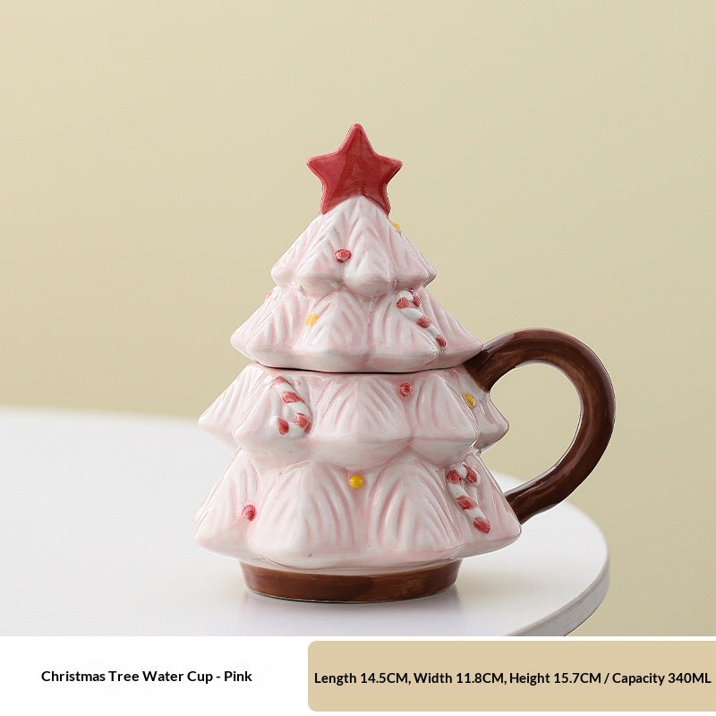 Mug en forme d'arbre de Noël en céramique - Coupe de café festive pour décoration maison et cadeau