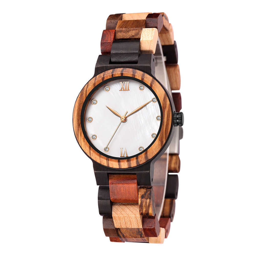 Simple Pearl Shell couleur bois montre dames
