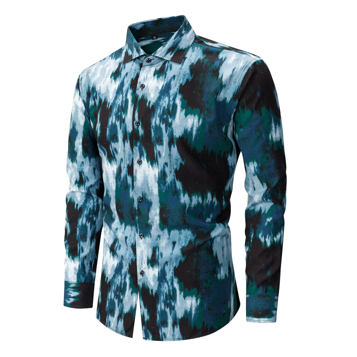 Chemise à manches longues à imprimé numérique sans ride pour hommes Jana
