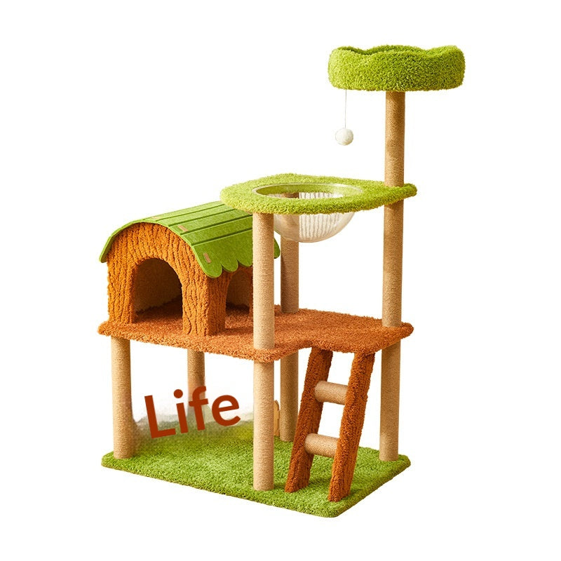 Quatre saisons tout en un arbre de chat avec construit dans lit de chat