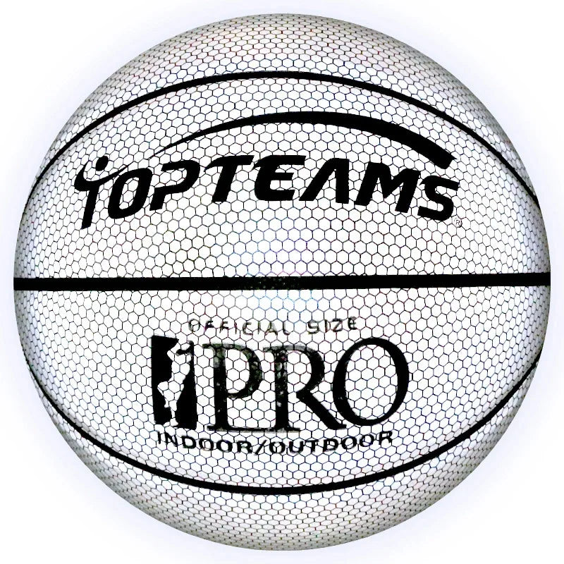 Taille 7 Basketball Holographic Luminous Reflective Avec Standard A Dult PU Matériau Design