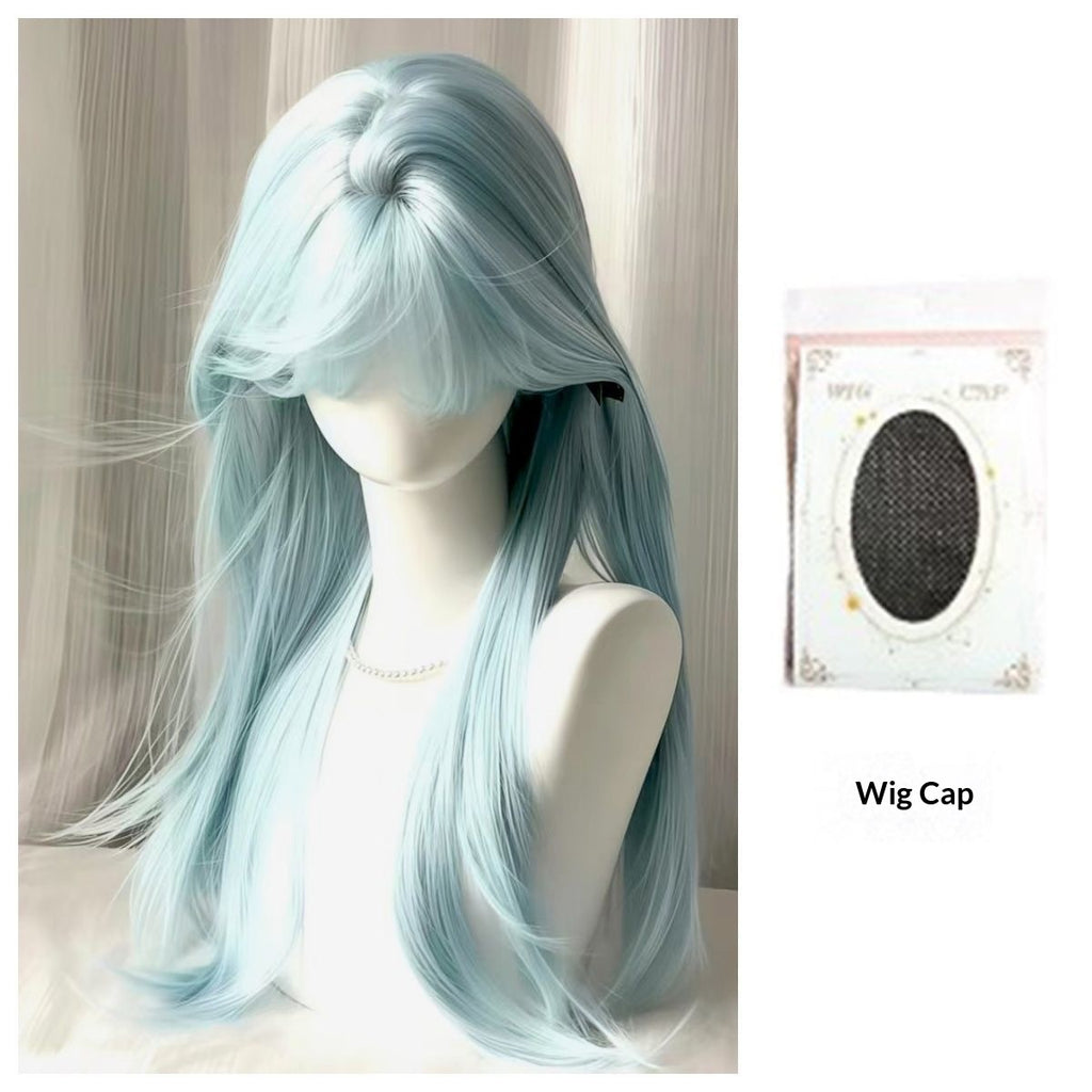 Long cheveux droit avec une frange atmosphérique naturelle