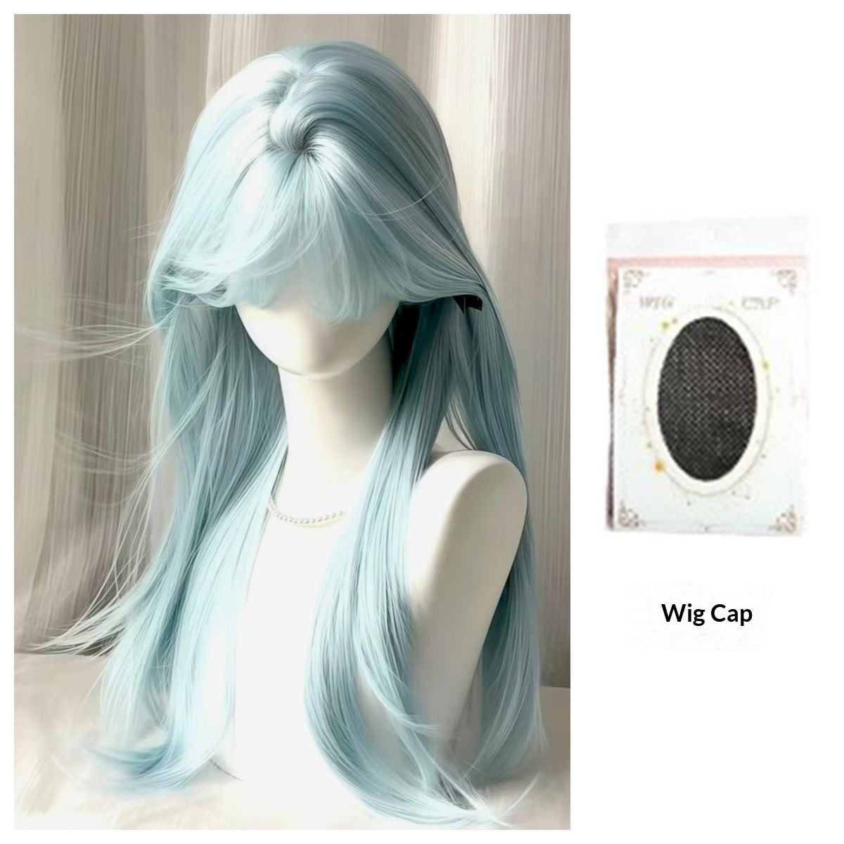 Long cheveux droit avec une frange atmosphérique naturelle