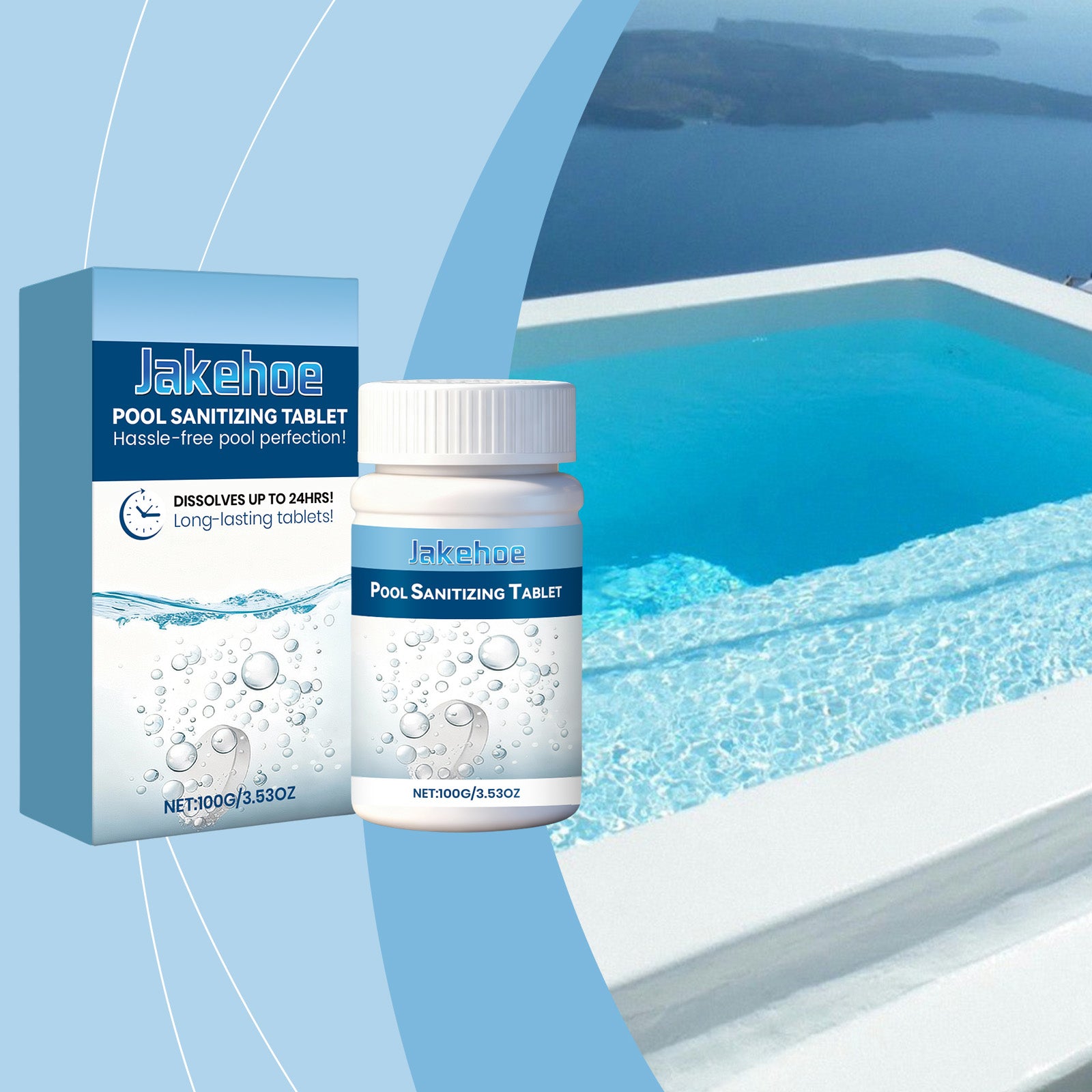Comprimés de nettoyage de piscine 1 00g-1box