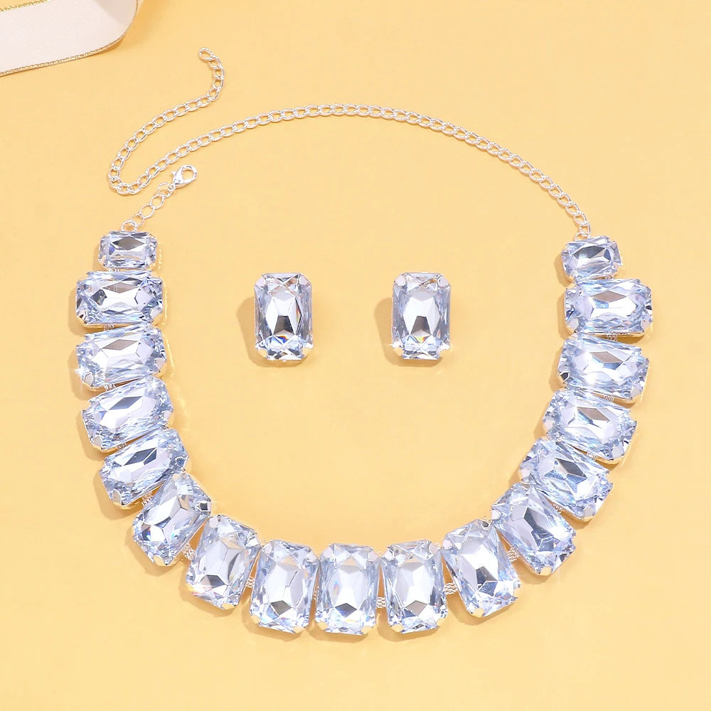 Luxury Light Geometric Crystal Exaggerated Square Earrings