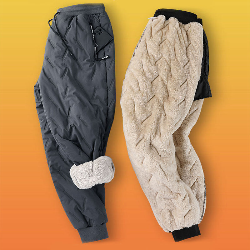 Pantalon pour hommes Velours d'hiver épaississant doux pantalons en polaire avec poche zippée Vent de grande taille