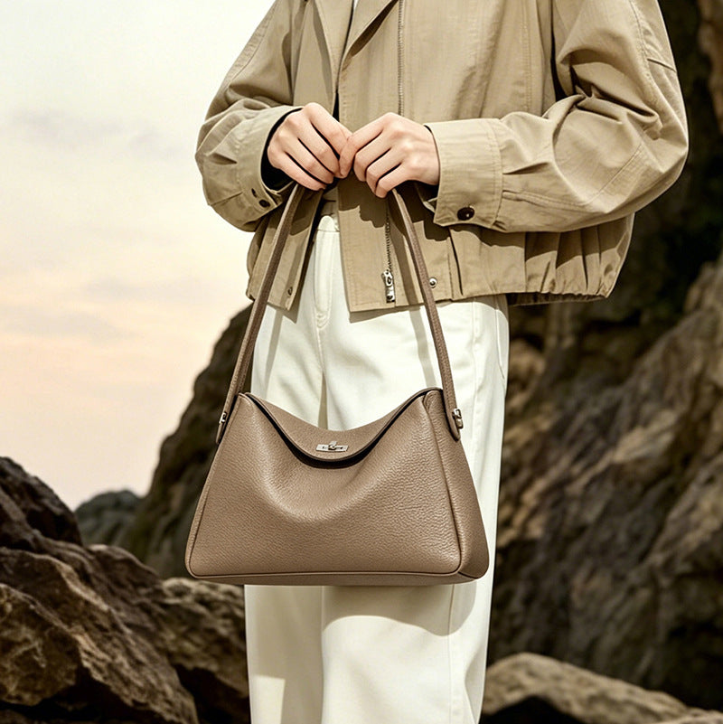 Sac transversal de navette en cuir véritable mono-épaule