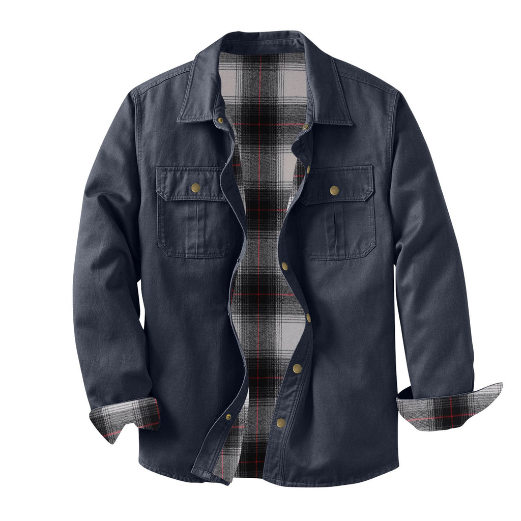 Veste de travail en toile lavée avec une doublure en plaid