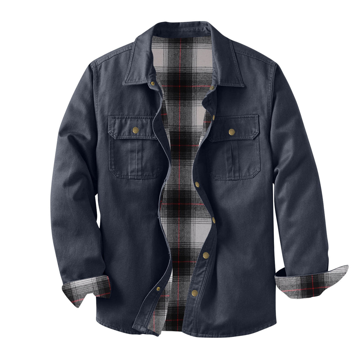 Veste de travail en toile lavée avec une doublure en plaid
