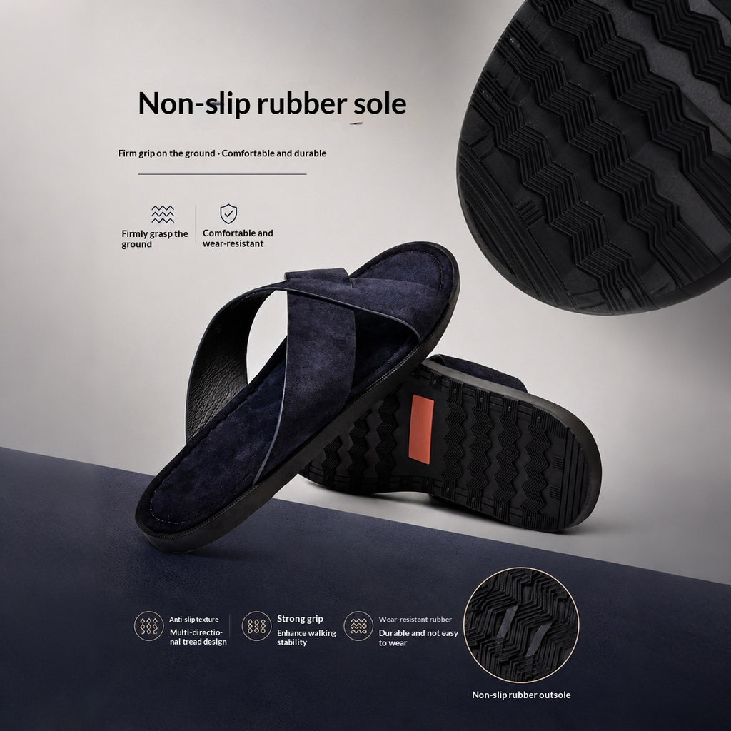 Hommes Suede Pantoufles d'été Outdoor Cross-Strap Sandales