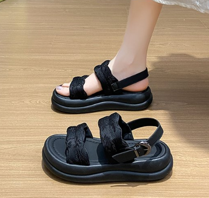 Women's Summer Fashion One-Strap Platform Sandals Versatile Open-Toe Platform Beach