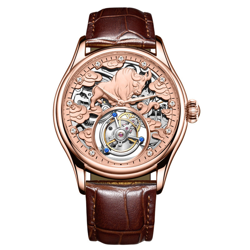 Montre mécanique en verre gemme double face