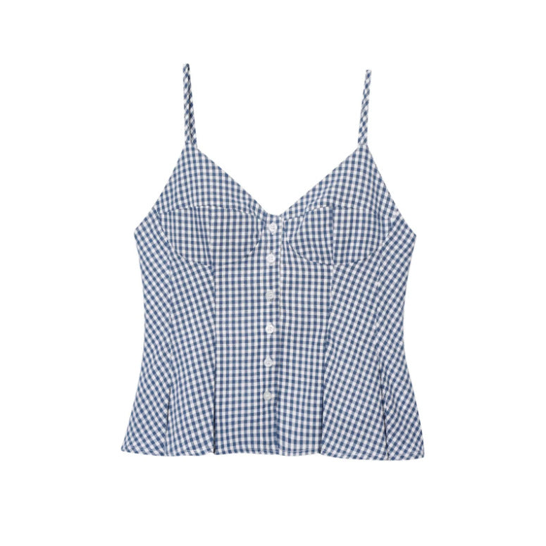 Camisole plate plissée à col V pour femme