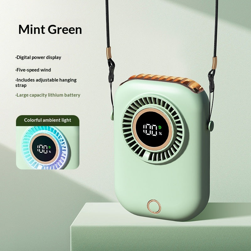 Portable fan with a lightweight seven-color collar