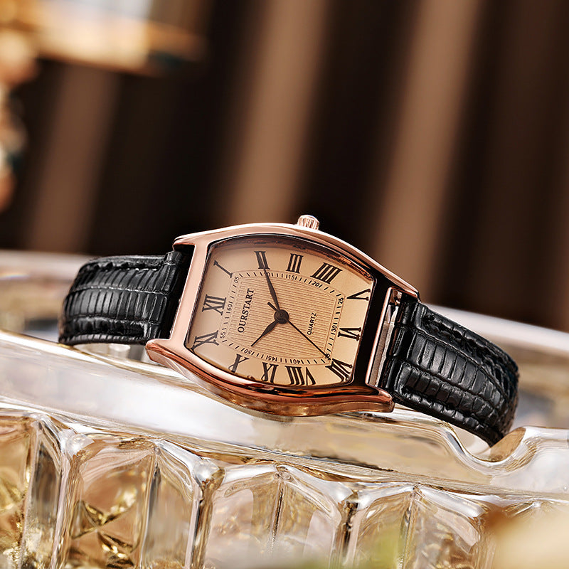 Frontière transfrontalière Live Stream Barrel Forme Ceinture Quartz Montres Femmes
