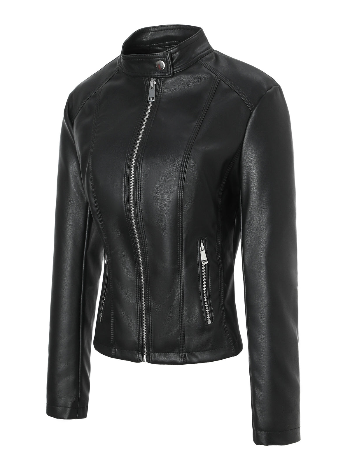 Veste en cuir PU biker zippé pour femmes