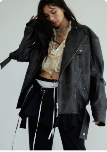 Dark Rock Veste vintage de moto futuriste sans sexe