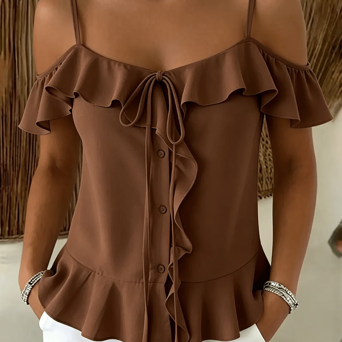 Femmes Solide-couleur Bracelet Casual Hors-épaule Top