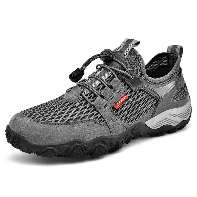 Hommes en cuir d'été respirant Sports de plein air Casual Chaussures Non-dérapant Mesh doux-solé Surfa