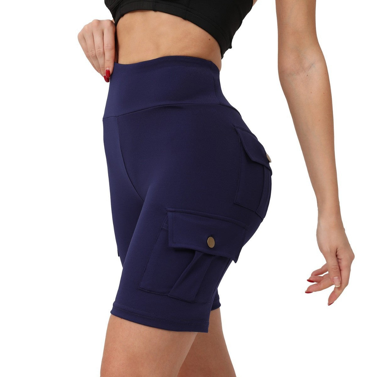 Pantalon de yoga populaire européen et américain Pocket de fitness haute-Waisted Hip-Lifting Short Sp