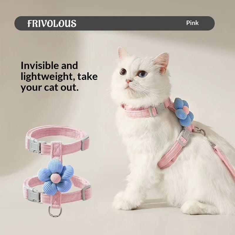 Cat Cartoon Leash Pour l'extérieur avec Ajusteur en forme de I pour prévenir l'évasion