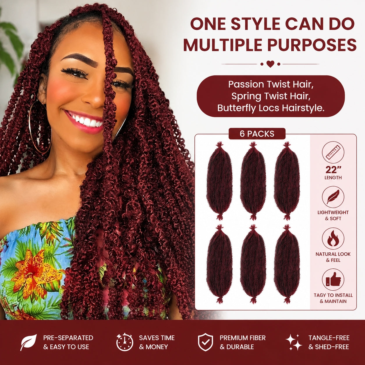 22 pouces doux printemps Afro Twist cheveux pré-séparés printemps TwistPour doux faux locs Crochet