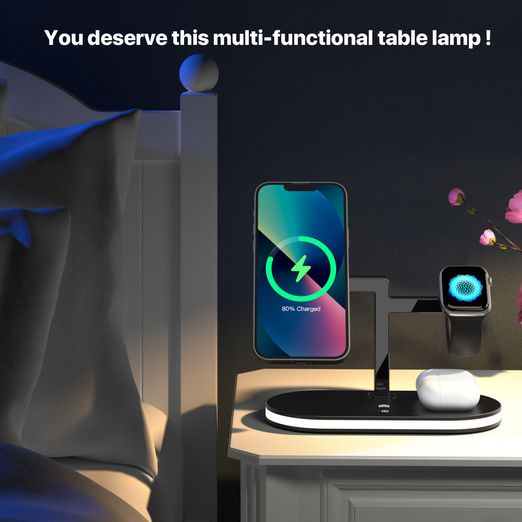Trois-en-un Chargeur magnétique sans fil Fonction petite lampe de nuit