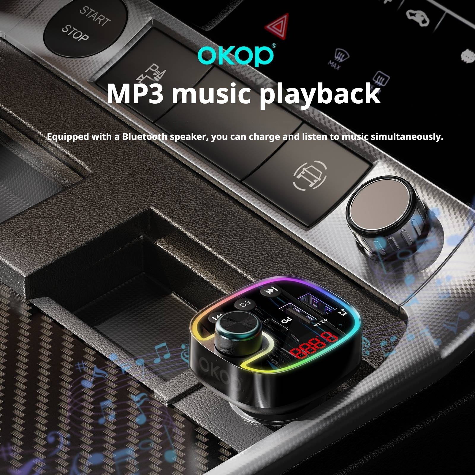 KP-C100 Super-Fast Car Chargeurs MP3 Lecteurs USB multi-ports Type-C En stock