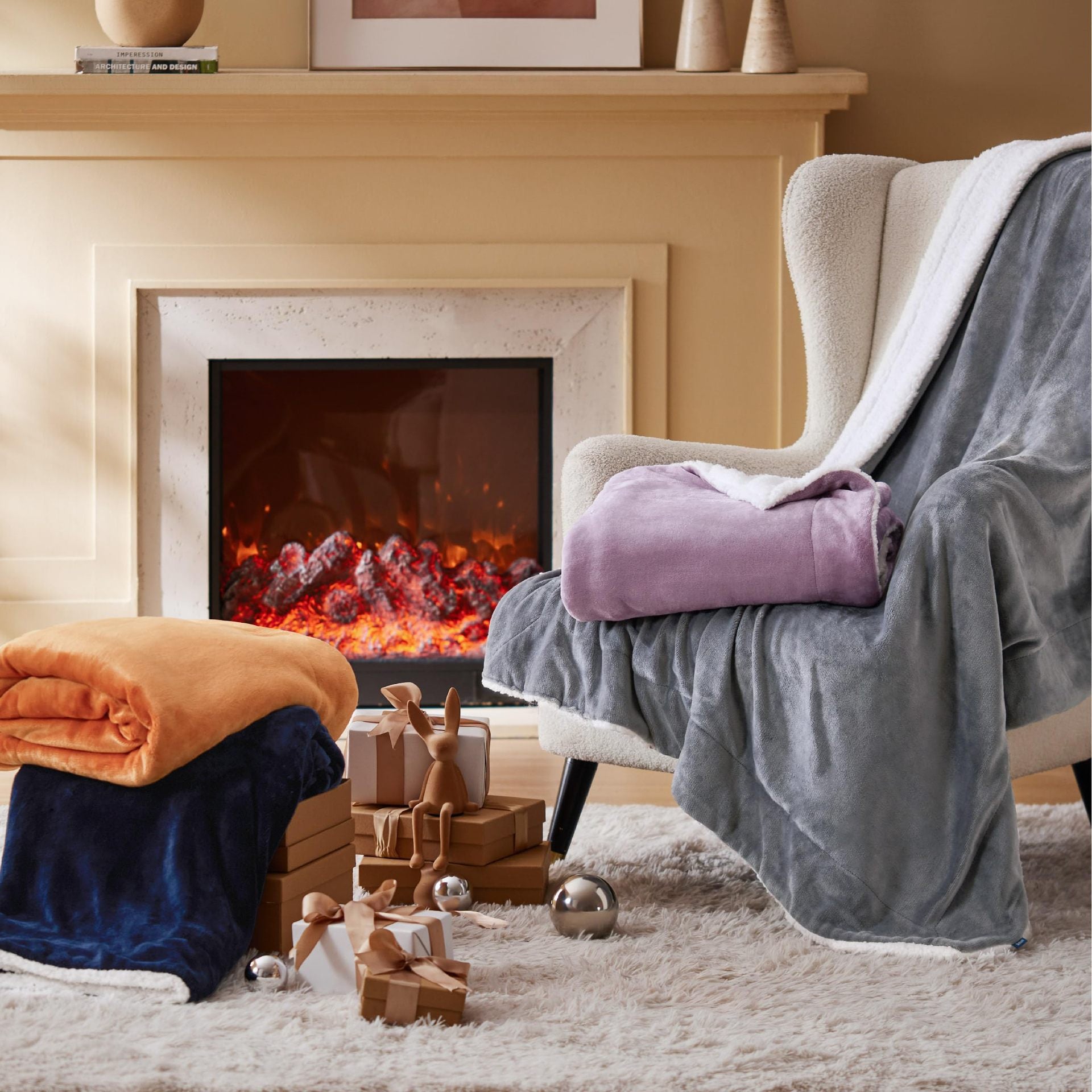Couverture grand lit en peluche double face
