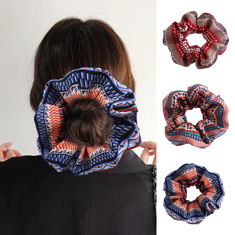 Retro Imprimé Grande Attache intestinale pour les femmes Hautement élastique Grande queue intestinale