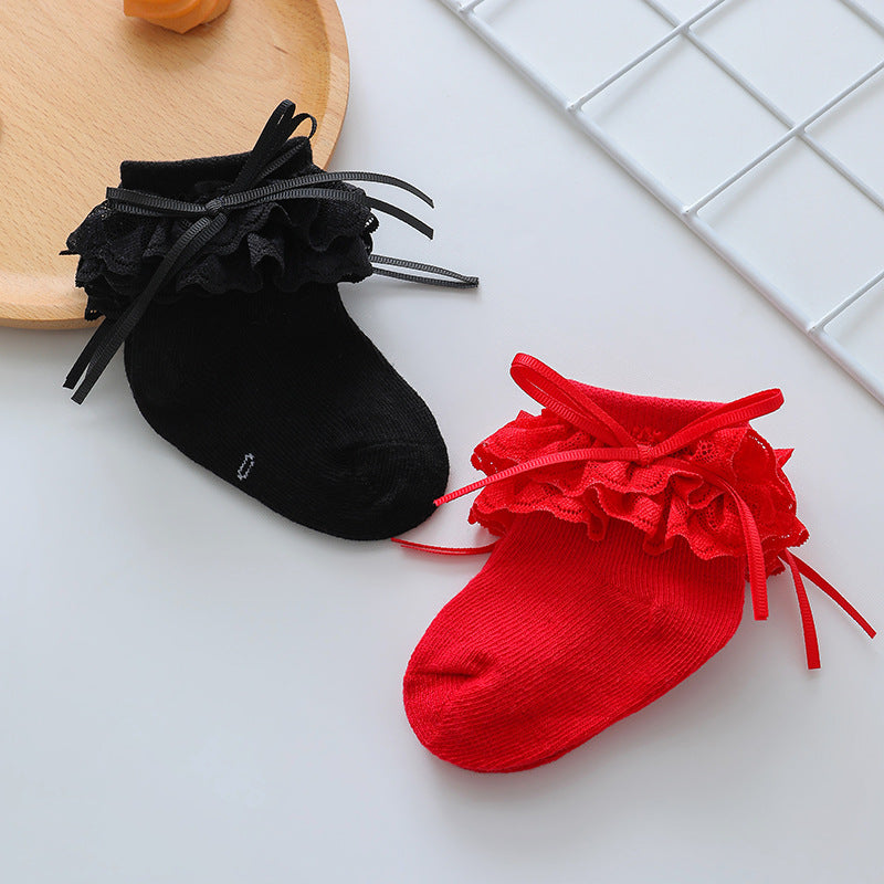 Bébé Enfants Princesse Chaussettes Dentelle Bow Filles Printemps