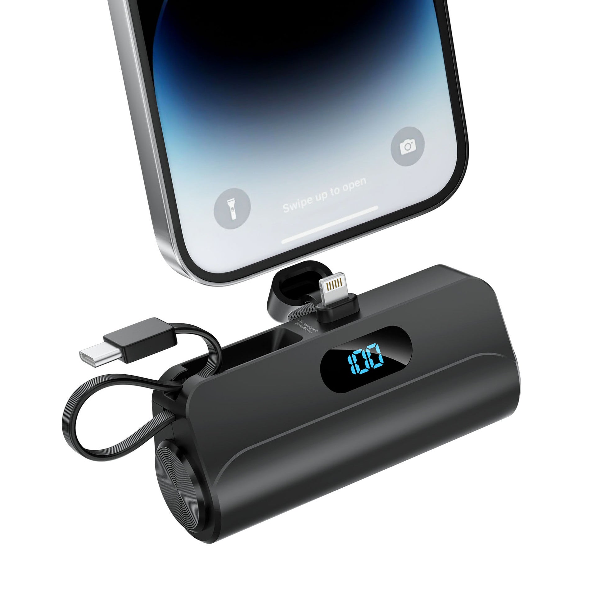 Mini banque d'alimentation portable avec câble intégré