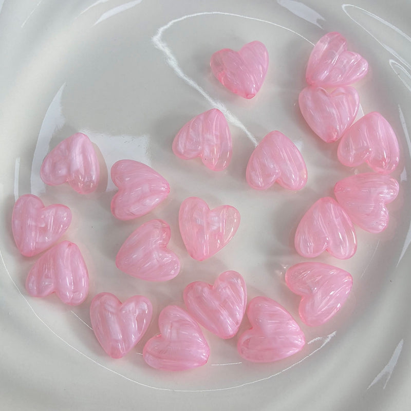 Perles de coeur en acrylique à deux tons