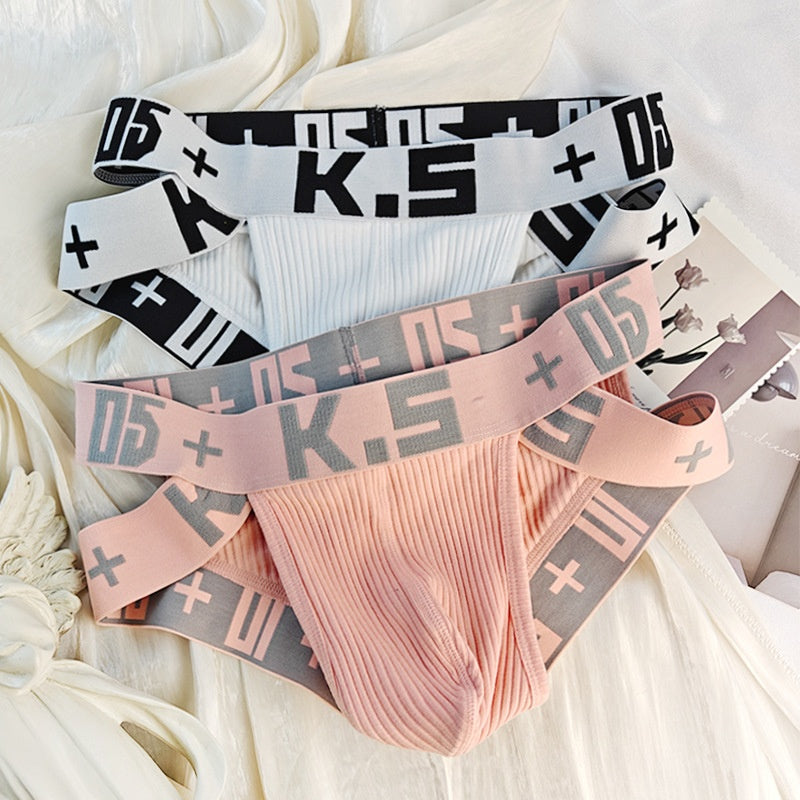 Slips de sport en coton côtelé haute coupe pour hommes