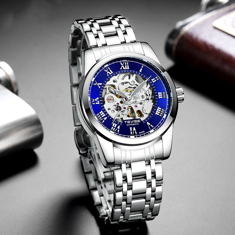 Homme imperméable Minimaliste automatique Stylish Hollow Montre mécanique lumineuse