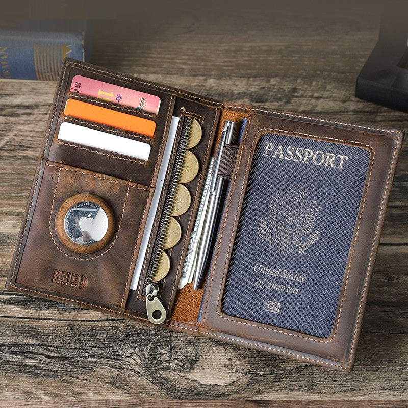 Retro Crazy Horse Leather Antivol Document Package