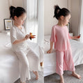 Top et pantalons de pajama en soie glacée pour filles