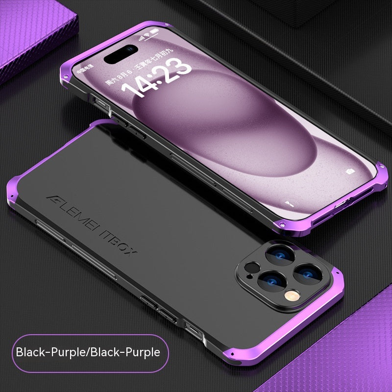 Couvercle de protection pour téléphone portable TPU Cadre métallique Trois sections