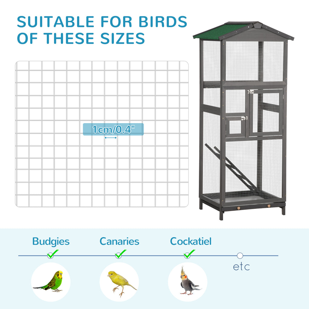 65" Cage d'oiseaux en bois Maison d'aviaire extérieure pour perroquet
