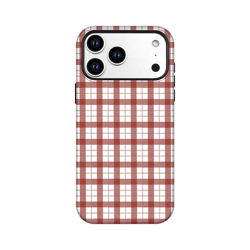 Couverture de protection à l'épreuve de la chute du corps complet de l'étui de téléphone de film de plaid