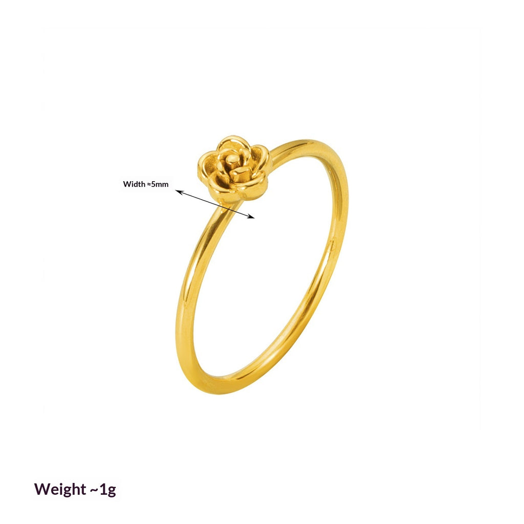 Femmes Rose-fleur Titanium anneau en acier
